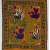 Orange Vintage Embroidery, UZBEK Suzani with Bird Figures / Embroidered Cover / Hanging, 4' 3" x 3' 9" (130 x 115 cm)